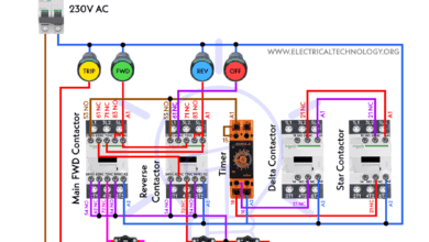 Control Wiring Diagram of Reverse Forward Star Delta Starter for 3-Phase Motor