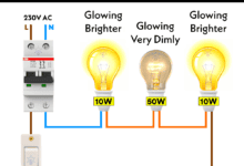 Why Does the High-Wattage Bulb Glow Dimmer in a Series Circuit