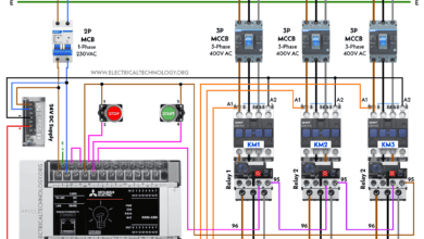 Wiring of Sequential Motor Control Circuit Using PLC Mitsubishi FX5U